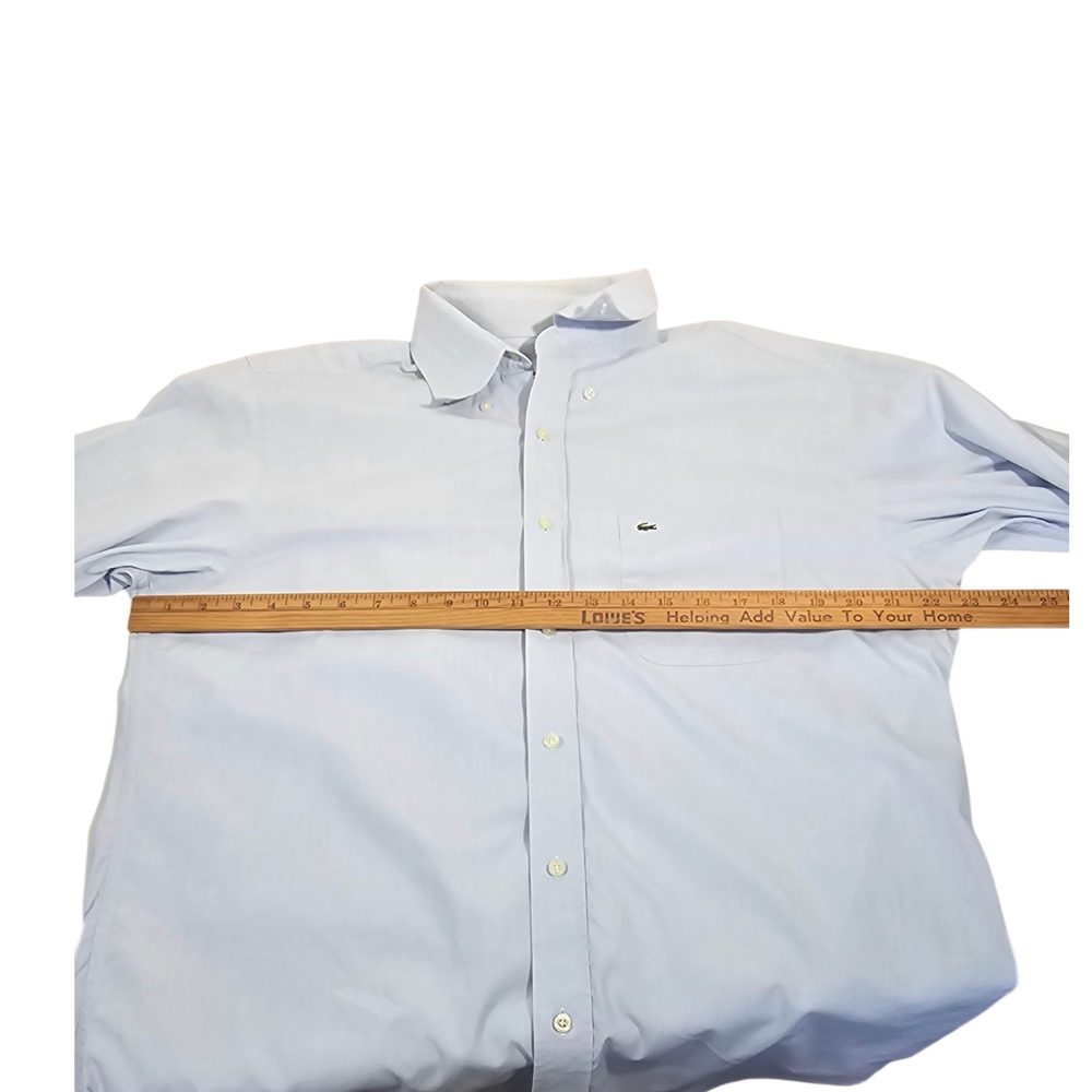 Lacoste Mens Sz 42 Long Sleeve light blue soft denim Shirt Regular Fit - Picture 4 of 12